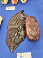 TWO HANDCARVED WOODEN ITEMS OF HOME DECOR