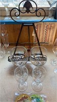 Wine bottle rack, glass stemware, wine bottle