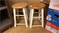 Two wooden stools 18 inches tall