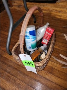 BASKET OF PERSONAL CLEANING ITEMS