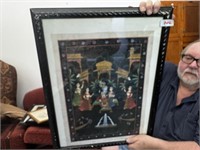 FRAMED INDIAN PAINTING ON FABRIC