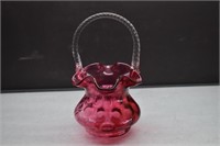 Fenton Cranberry Coin Dot Basket