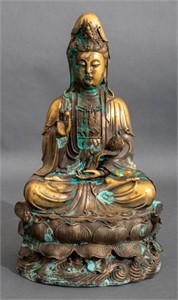 Chinese Gilt Bronze Guan Yin Sculpture