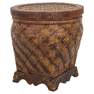 Chinese Woven Rattan Covered Basket