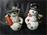 Vintage Snowman Salt & Pepper Set