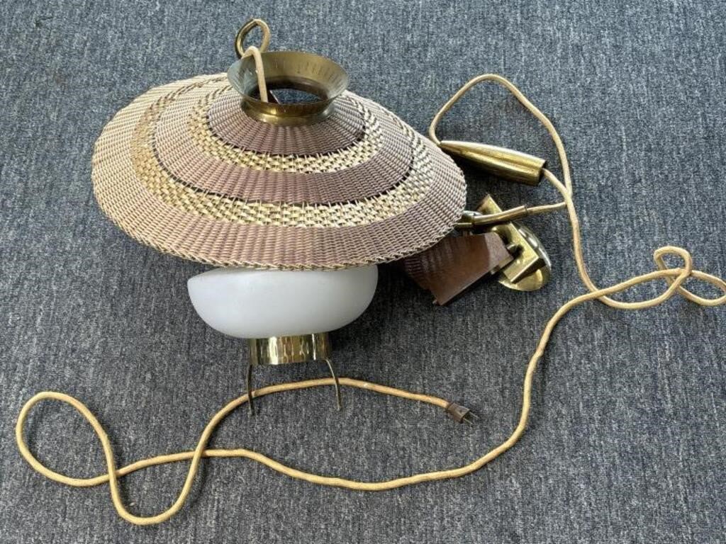 Vintage Swag Lamp 21” Wide 
(Works)