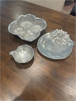 Set of 3. Heavy pewter or silver items. One price