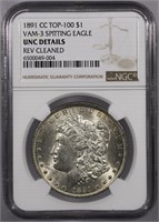 1891-CC Morgan Dollar Spitting Eagle NGC UNC Det