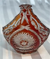Red to Clear Cut Glass Basket.