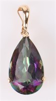 14K YELLOW GOLD MYSTIC TOPAZ LADIES PENDANT