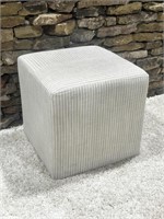 Upholstered Cube Ottoman Gray Striped