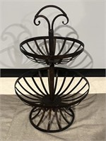 24" Black Metal 2-Tier Fruit Basket Rack