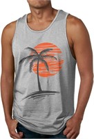 ($29) Sun Palm Tree Tanks Tops for Men Summer,3XL