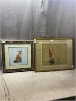 fox print and sailboat print