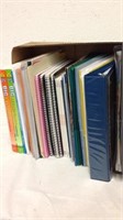 Group of school books notebooks and folders