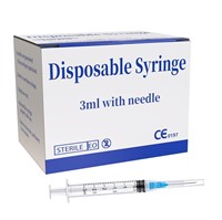 100 Pack 3ml 23Ga Plastic Syringe