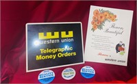 Western Union Advertising Lot - Easel backs / Pins