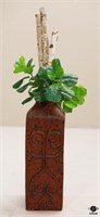 Tall Pottery Vase with Leaves & Branches