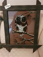 PAINTED OWL GLASS WALL ART