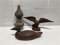 Antique Finial With a Duck Decoy and Carved  Eagle