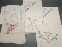 Vintage Embroidered Tea Towels (6)