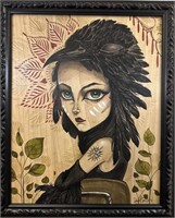 Sandi Calistro "Raven" Acrylic on Wood Board