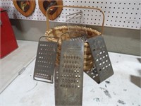 SPLIT OAK BASKET & OLD TIN GRATERS