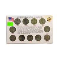 Complete set of Jefferson silver war nickels