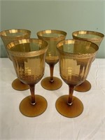 MCM 5 GOLD WINE GLASSES