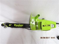 Poulan 16" electric chain saw, chain is off blade
