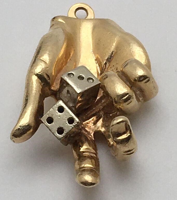 14k Gold Dice Hand Pendant