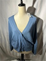 New Calvin Klein sz L oversized blue top