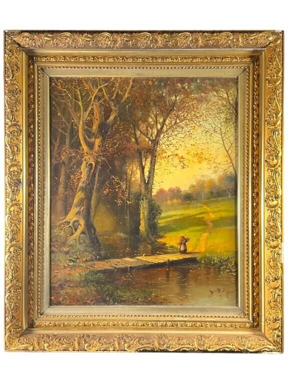 Very Large Antique A. Melrose Oil On Canvas
