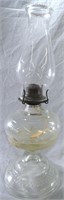 VINTAGE CLEAR GLASS PEDESTAL OIL LAMP LARGE