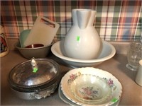 Pitcher And Bowl, Bowls And Assorted Items
