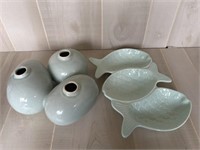 Ceramic Vase and Fish Platter