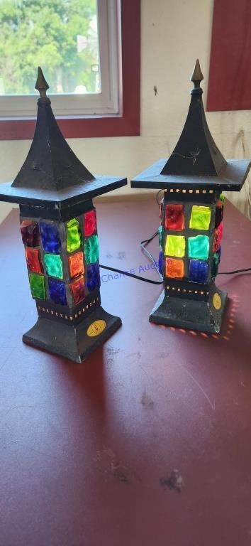 Pair of Cool Colored Glass Lamps