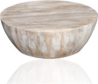 Wooden Coffee Table Living Room Barrel Shape Cockt