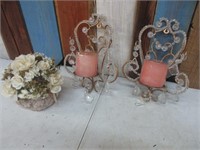 2 Wall Sconces Candle Holders & Arrangement