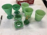 Green glass cups and other