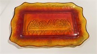 Vintage “ The Last Supper” Amberina Glass Plate,