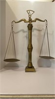 Large Vintage Brass Balance Scale, 23” Tall.