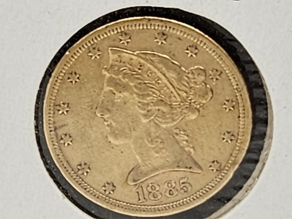 5 $ Dollar Gold 1885 S  LIB Coin