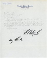 Edward M. Kennedy signed letter. GFA Authenticated