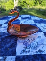 Vintage Viking Orange Glass Swan