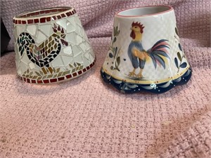 Mosaic Glass Candle Topper & Porcelain Rooster