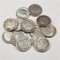 15 Silver Roosevelt Dimes