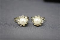 Adjustable Pearl Rings W/ White Sapphires