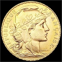1908 France .1867oz Gold 20 Francs GEM BU