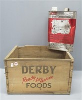 Vintage wood Derby food crate. Measures 8" H x